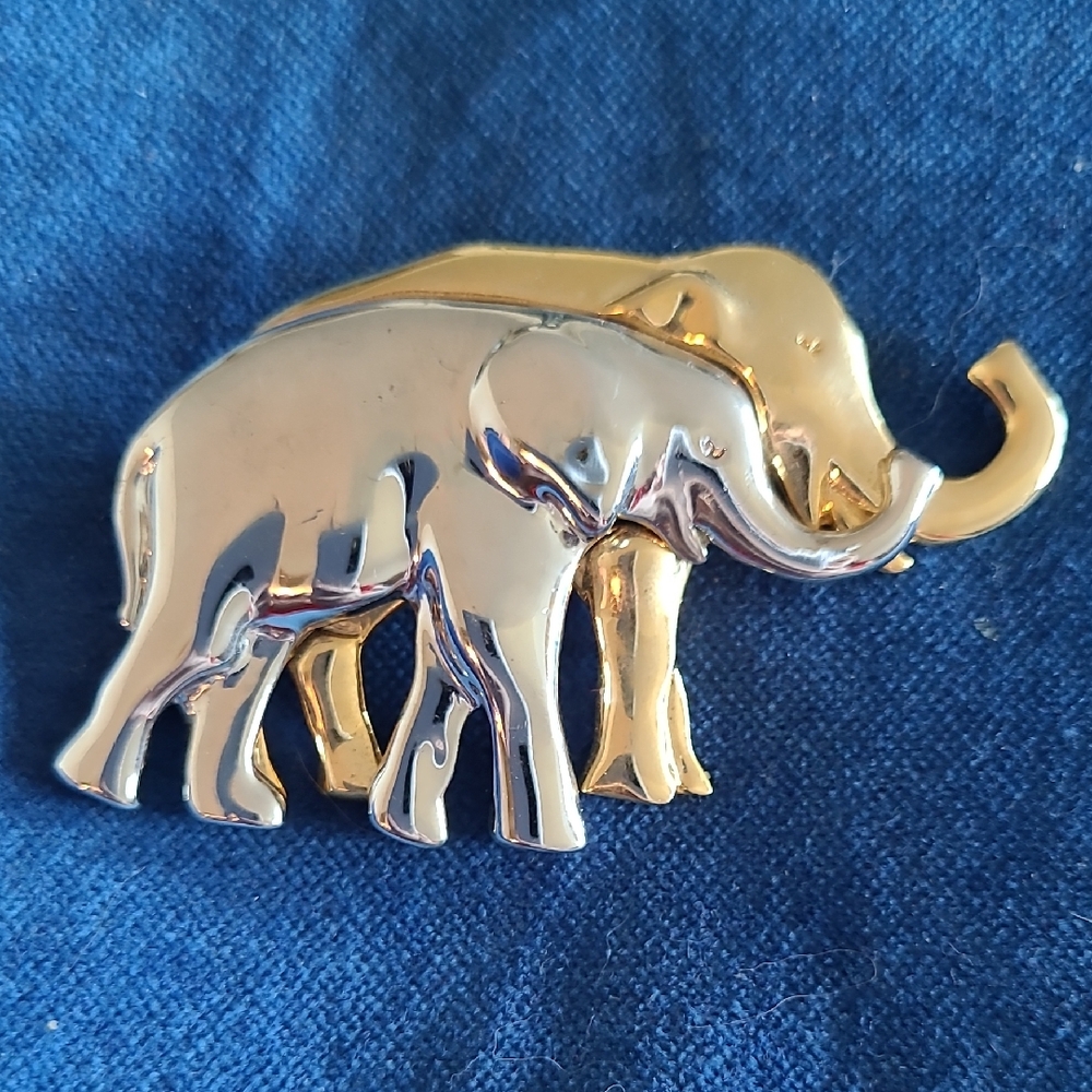 2/$22 Liz Claiborne Silver and Gold Elephant Brooch